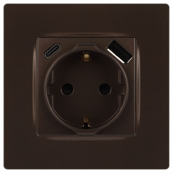 Розетка с заземлением и со шторкой и 2хUSB, без рамки Эра Эра 12 12-4108-13