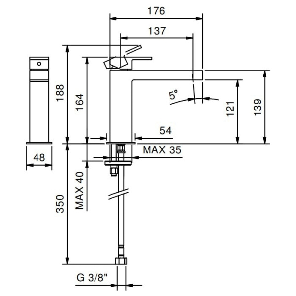 Смеситель для раковины Fantini Mare 51 02 V004WF