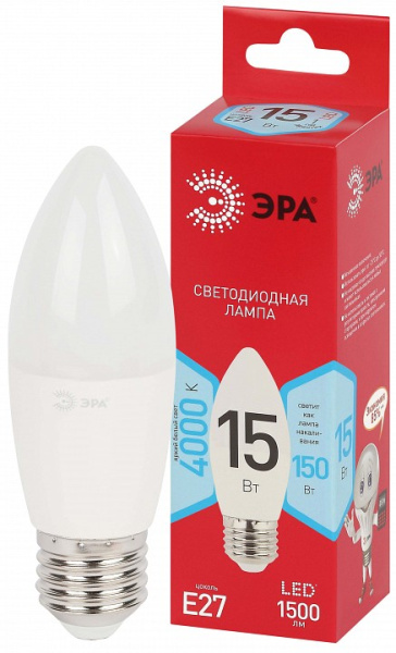 Лампа светодиодная Эра  E27 15Вт 4000K LED B35-15W-840-E27 R