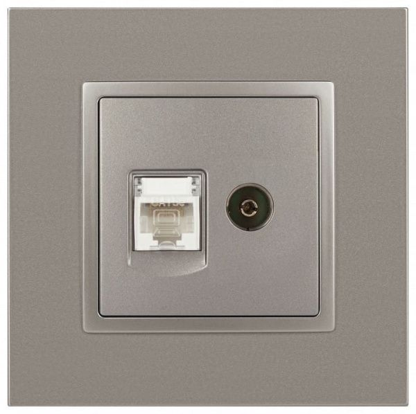 ТВ-розетка и розетка Ethernet RJ-45 без рамки Эра Эра Elegance 14-3110-16