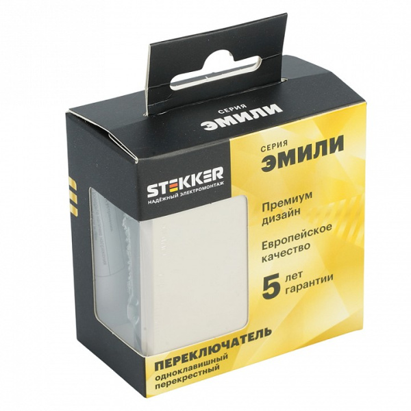 Переключатель перекрестный одноклавишный без рамки Stekker Эмили 49897