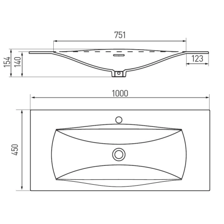 Раковина 100x45 см Акватон Блент 1A708531BL010
