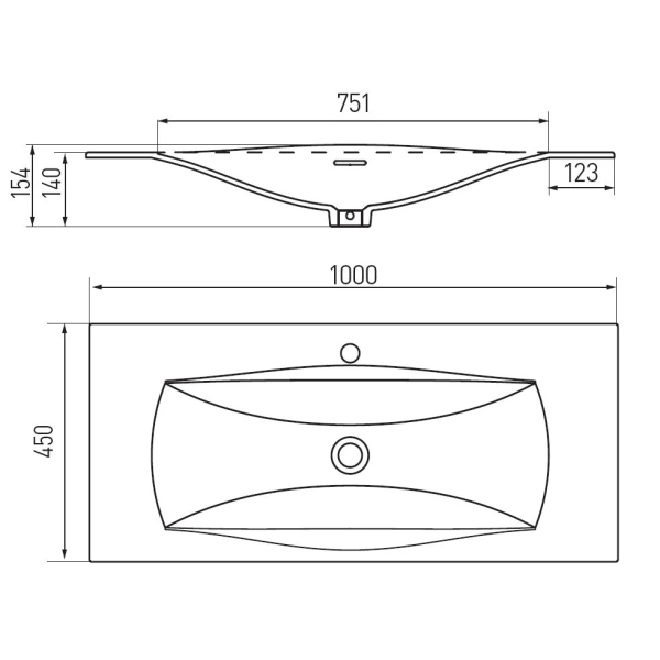Раковина 100x45 см Акватон Блент 1A708531BL010