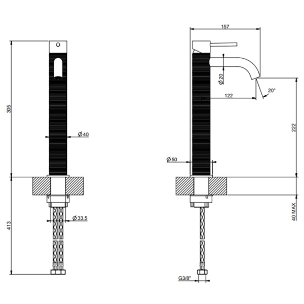 Смеситель для раковины Gessi 316 54309#707 черный матовый