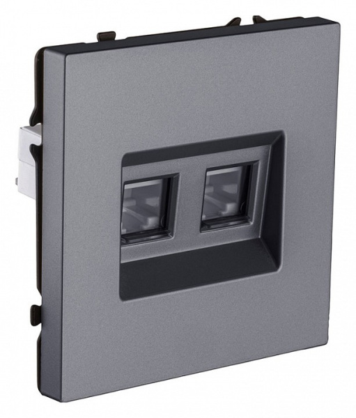 Розетка двойная Ethernet RJ-45 и со шторками, без рамки Kollinger Eclipse EC-018GY