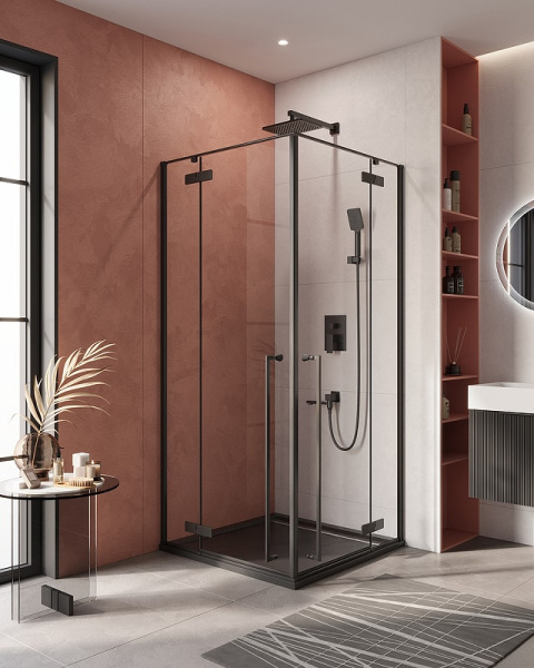 Душевой уголок Cezares Liner 90х90 LINER-A-2-90-C-NERO черный