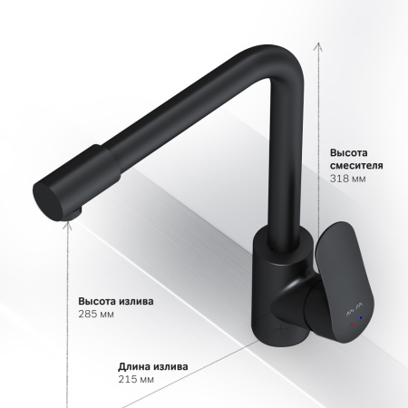 Смеситель для кухни AM.PM Like F8005722 черный