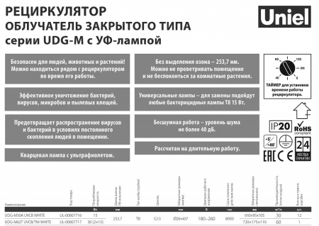 Бактерицидный светильник Uniel UDG-M UL-00007716